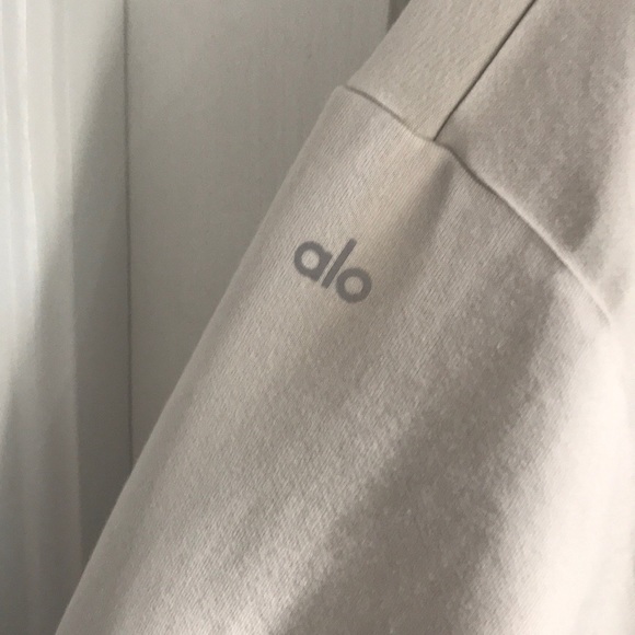 Alo Stadium Half Zip Hoodie - Bone - Picture 3 of 8